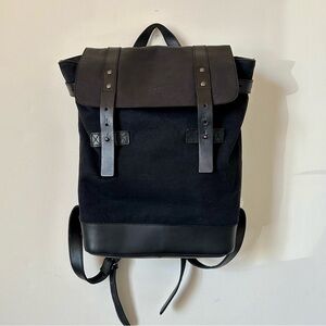 Still Nordic Jalen Large Canvas/Leather Backpack Laptop Bag in Black Unisex